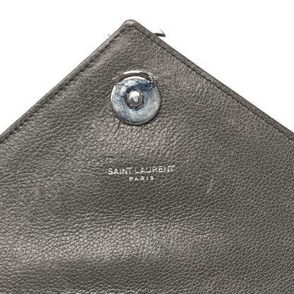Saint Laurent Grained Calfskin Matelasse Chevron Monogram Medium College Bag Grey 10 of 18