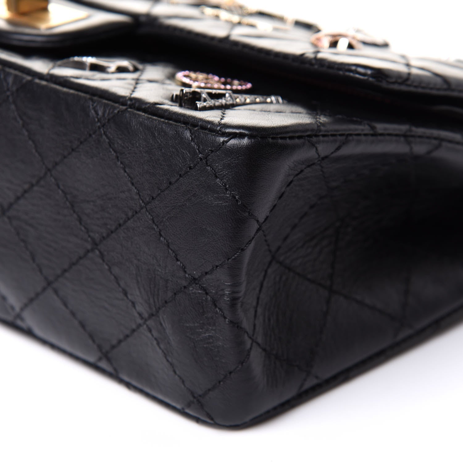 Chanel Aged Calfskin Lucky Charms 2.55 Reissue 225 Flap Black 10 of 16