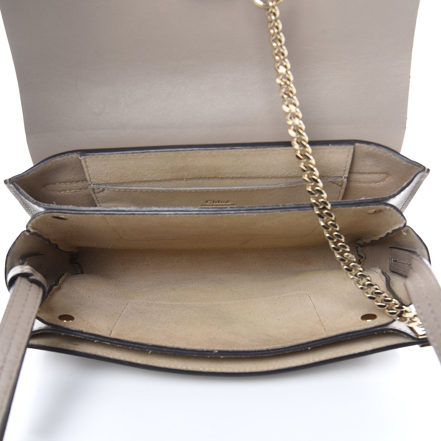 Suede Calfskin Small Faye Shoulder Bag Motty Grey