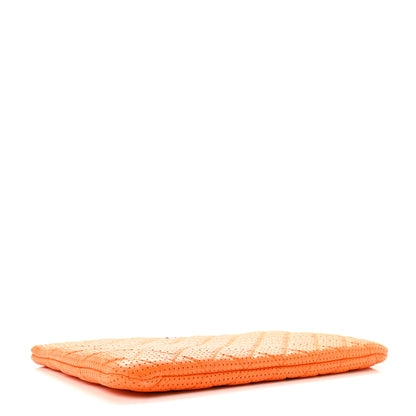 Chanel Perforated Lambskin Quilted Medium Cosmetic Case Orange 4 of 11
