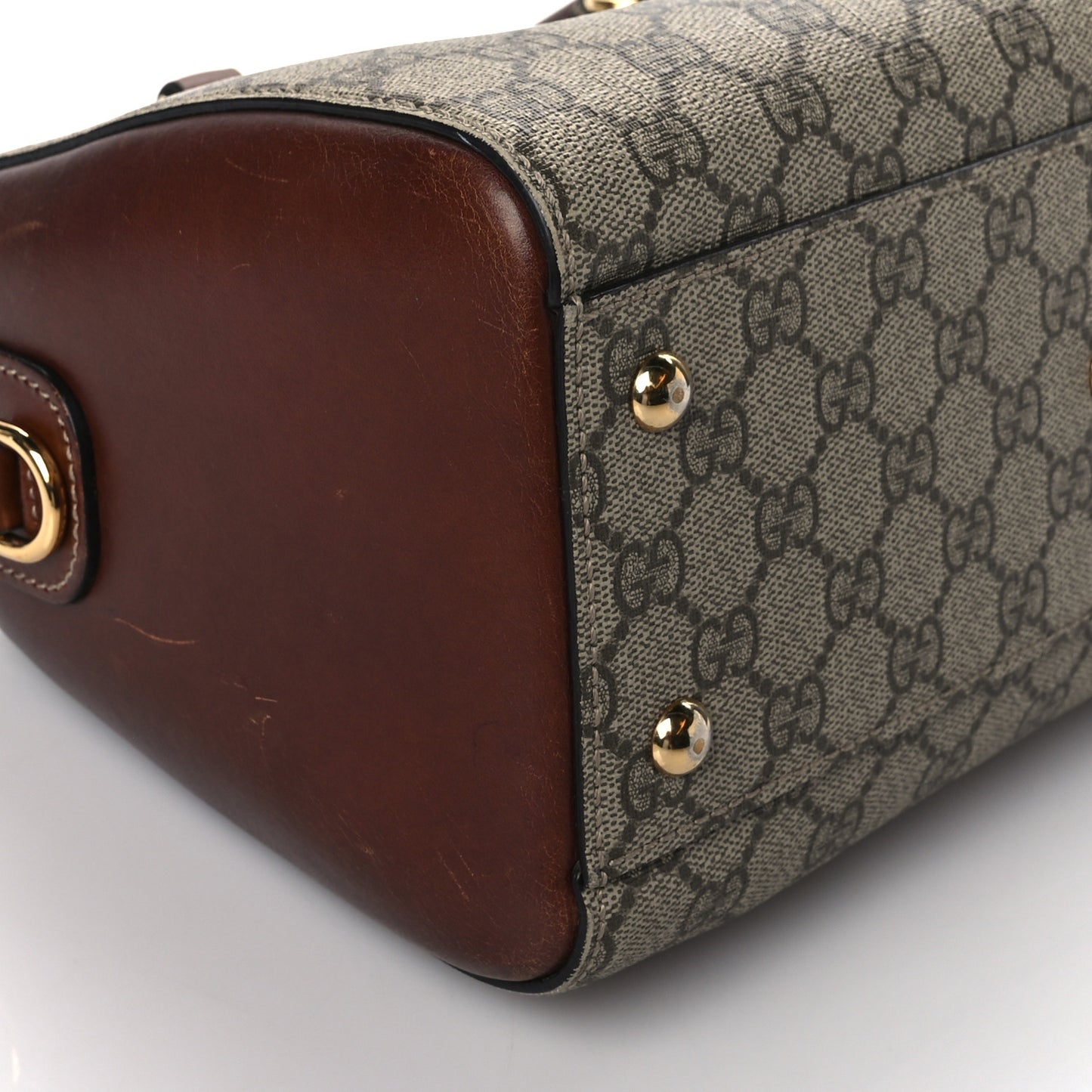 GG Supreme Monogram Cuoio Toscano Small Boston Beige Ebony Cuir