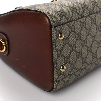 Gucci GG Supreme Monogram Cuoio Toscano Small Boston Beige Ebony Cuir 10 of 11