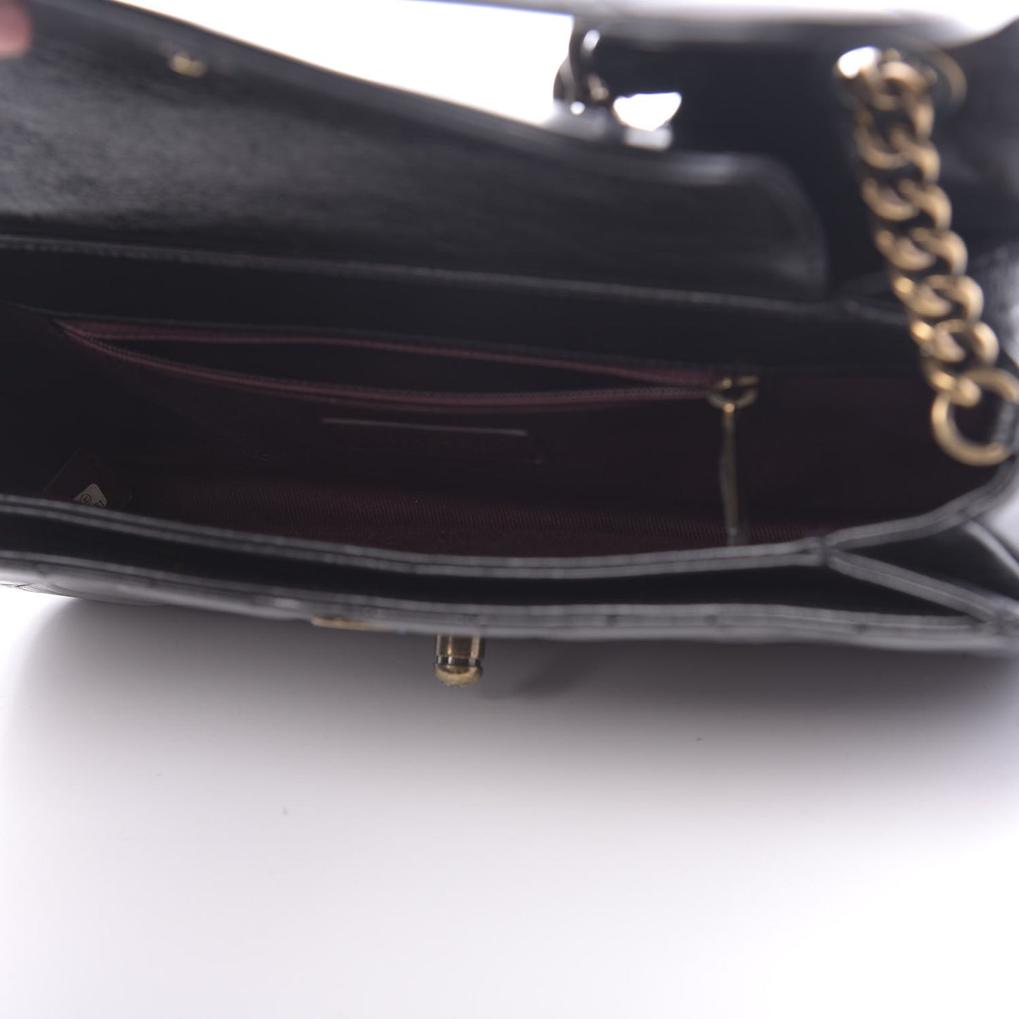 Glazed Calfskin Quilted Medium Perfect Edge Flap Black