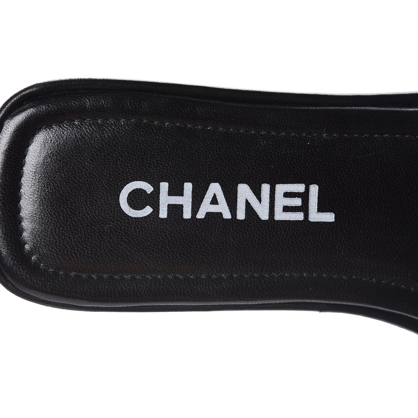 Calfskin Cambon CC Flat Slide Sandals 39 Black