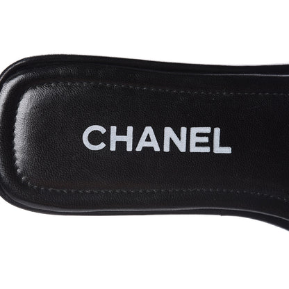 Chanel Calfskin Cambon CC Flat Slide Sandals 39 Black 8 of 9