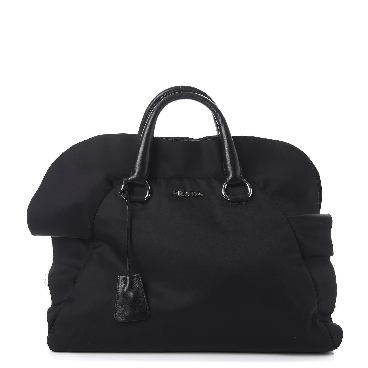 Prada Tessuto Nylon Ruffle Bauletto Nero Black 1 of 11