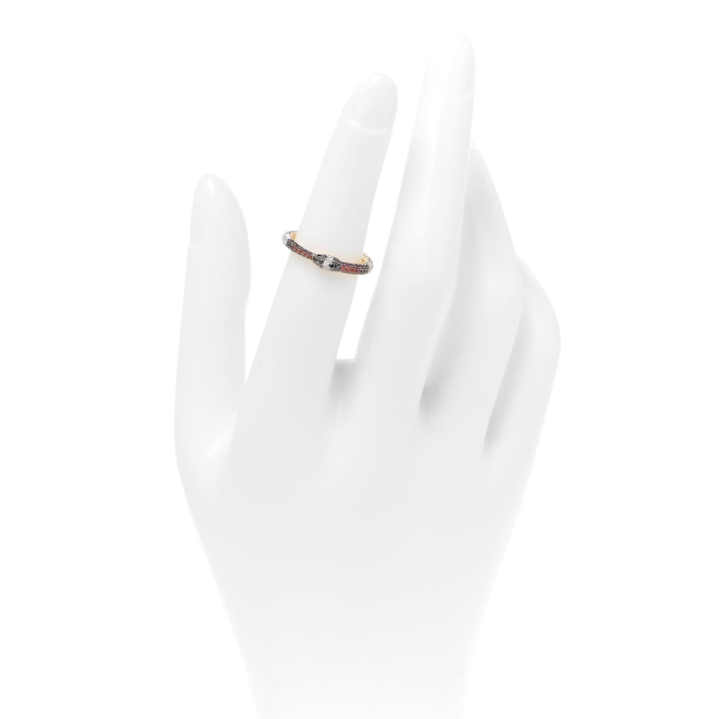 18K Yellow Gold Black Diamond Topaz Sapphire Ouroboros Snake Ring 50 5.25
