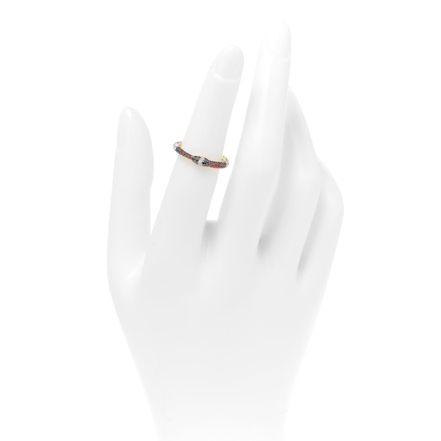 Gucci 18K Yellow Gold Black Diamond Topaz Sapphire Ouroboros Snake Ring 50 5.25 2 of 5