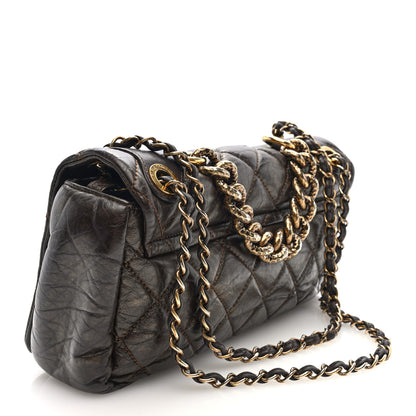 Chanel Metallic Aged Calfskin Quilted Medium Pondichery Flap Bronze 3 of 9