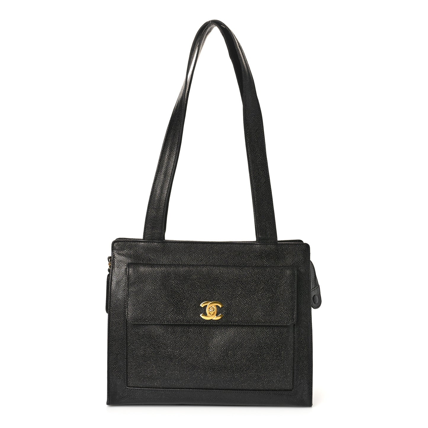 Caviar Flap Shoulder Bag Black