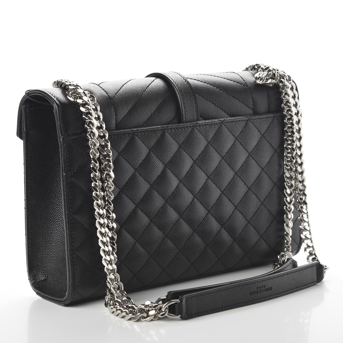 Grain De Poudre Textured Mixed Matelasse Triquilt Medium Monogram Satchel Black
