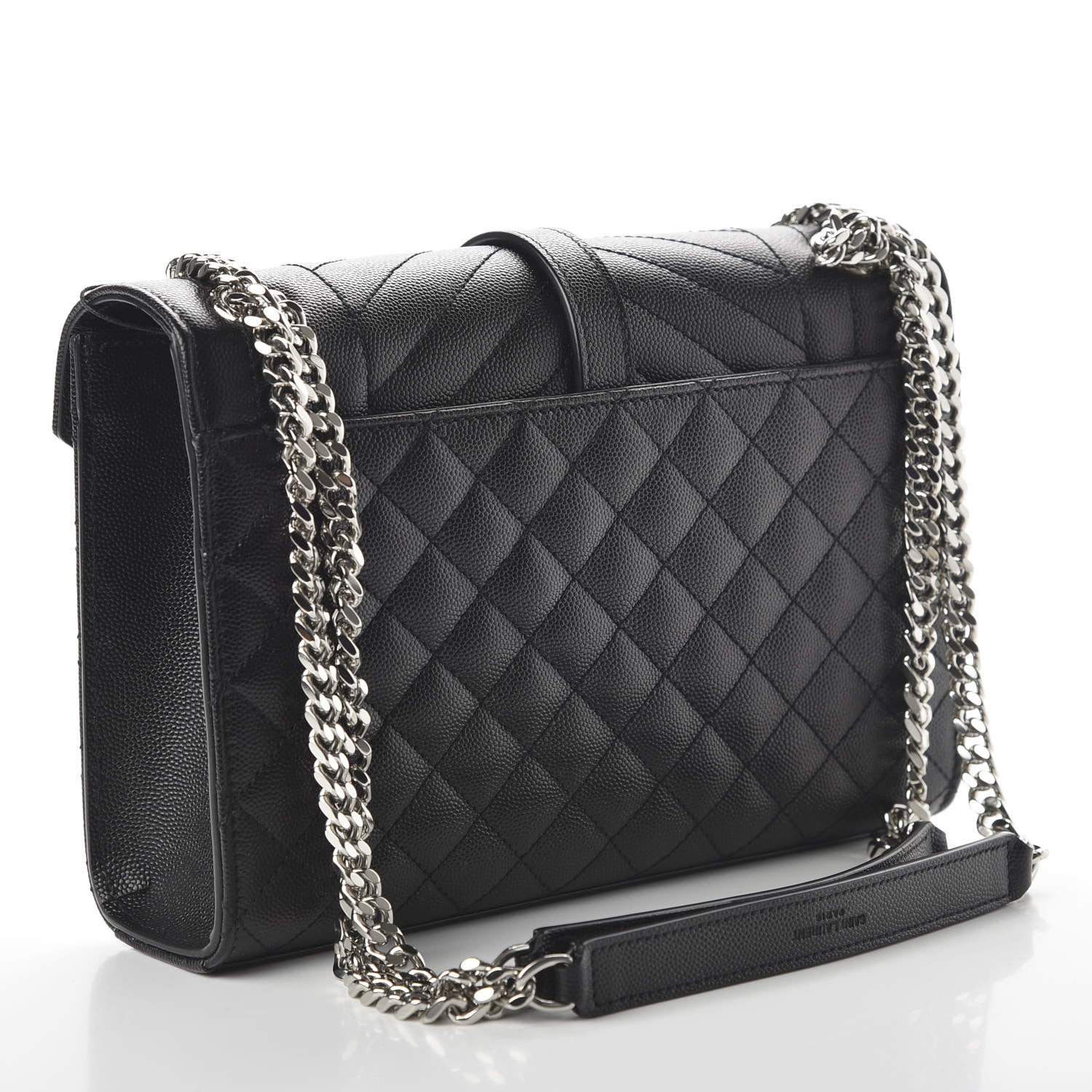 Saint Laurent Grain De Poudre Textured Mixed Matelasse Triquilt Medium Monogram Satchel Black 3 of 10