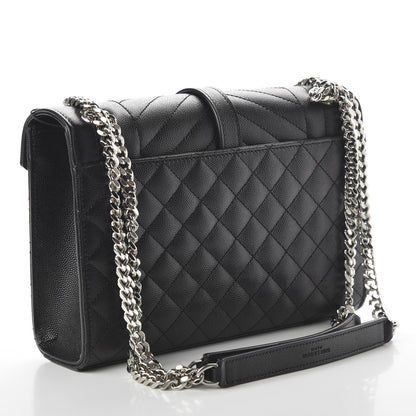 Saint Laurent Grain De Poudre Textured Mixed Matelasse Triquilt Medium Monogram Satchel Black 3 of 10