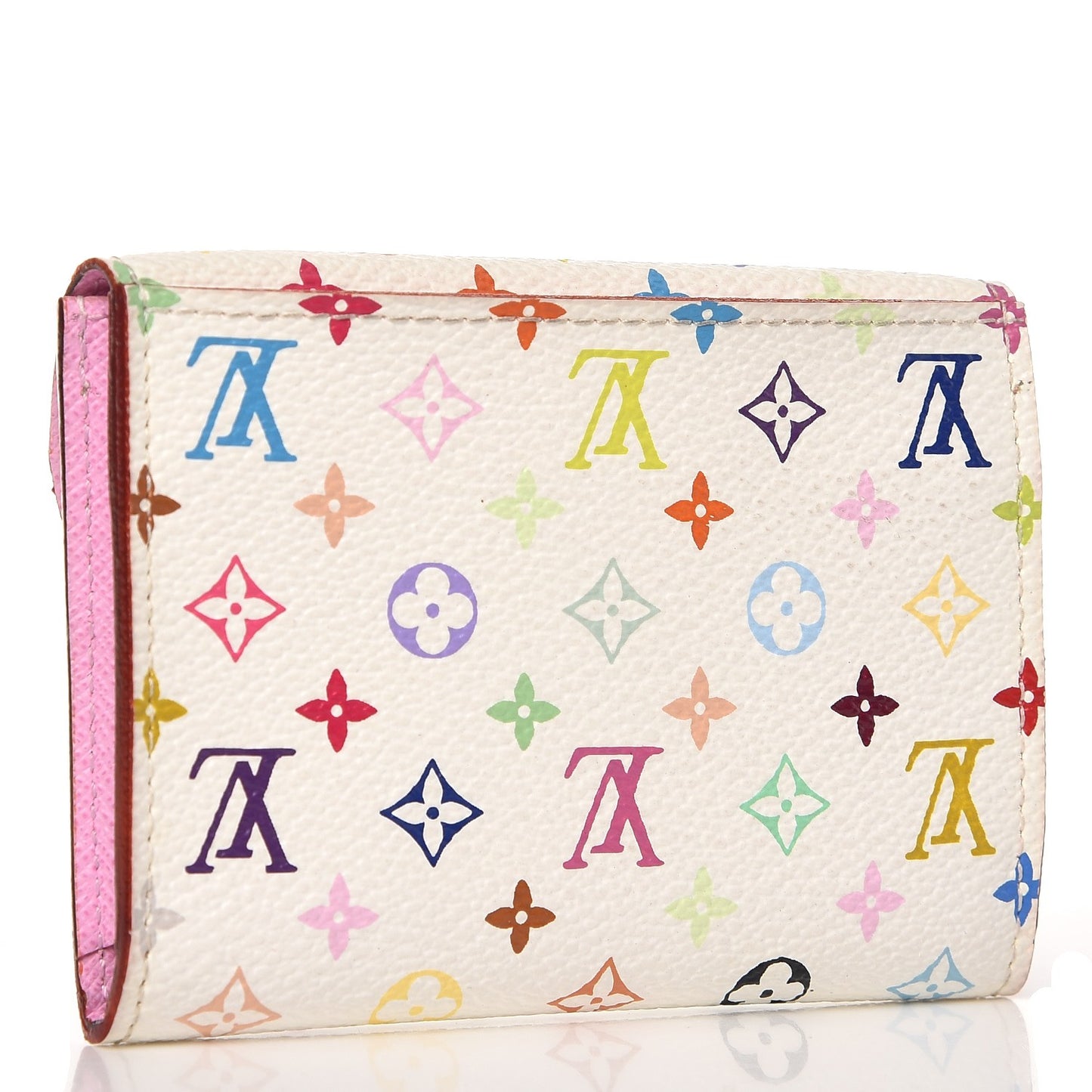 Monogram Multicolor Business Card Holder White Litchi