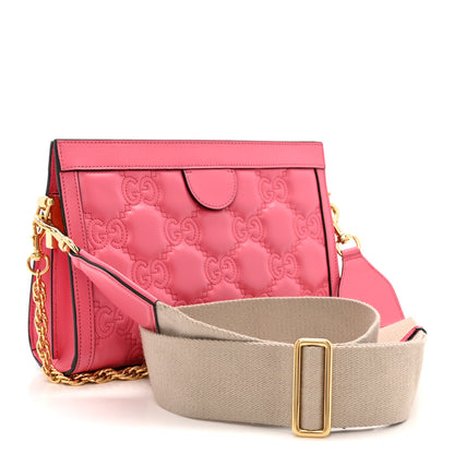 Gucci Calfskin GG Matelasse Small Slim Chain Shoulder Bag Rhodamine Pink Natural 3 of 12