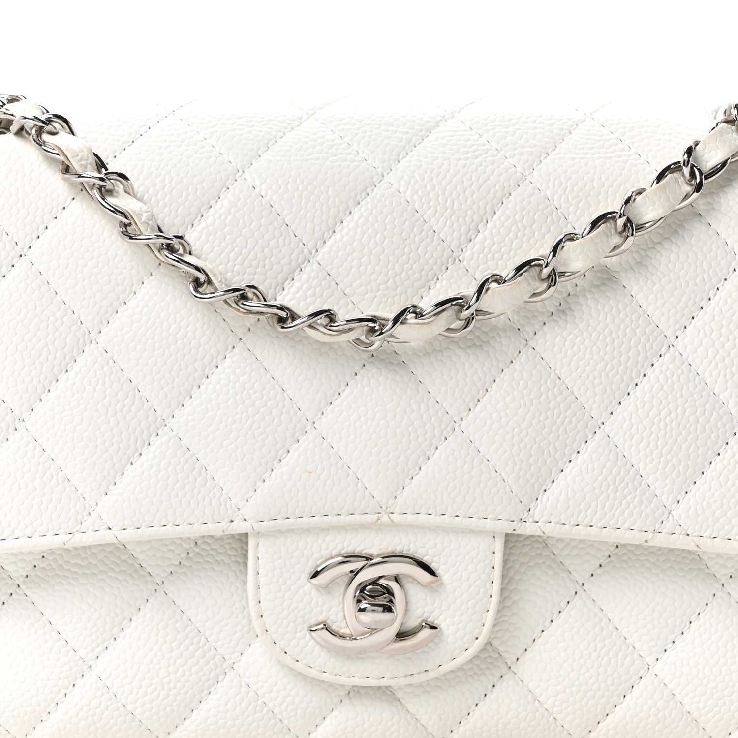 Chanel Caviar Quilted Medium Double Flap Ivory 8 of 10