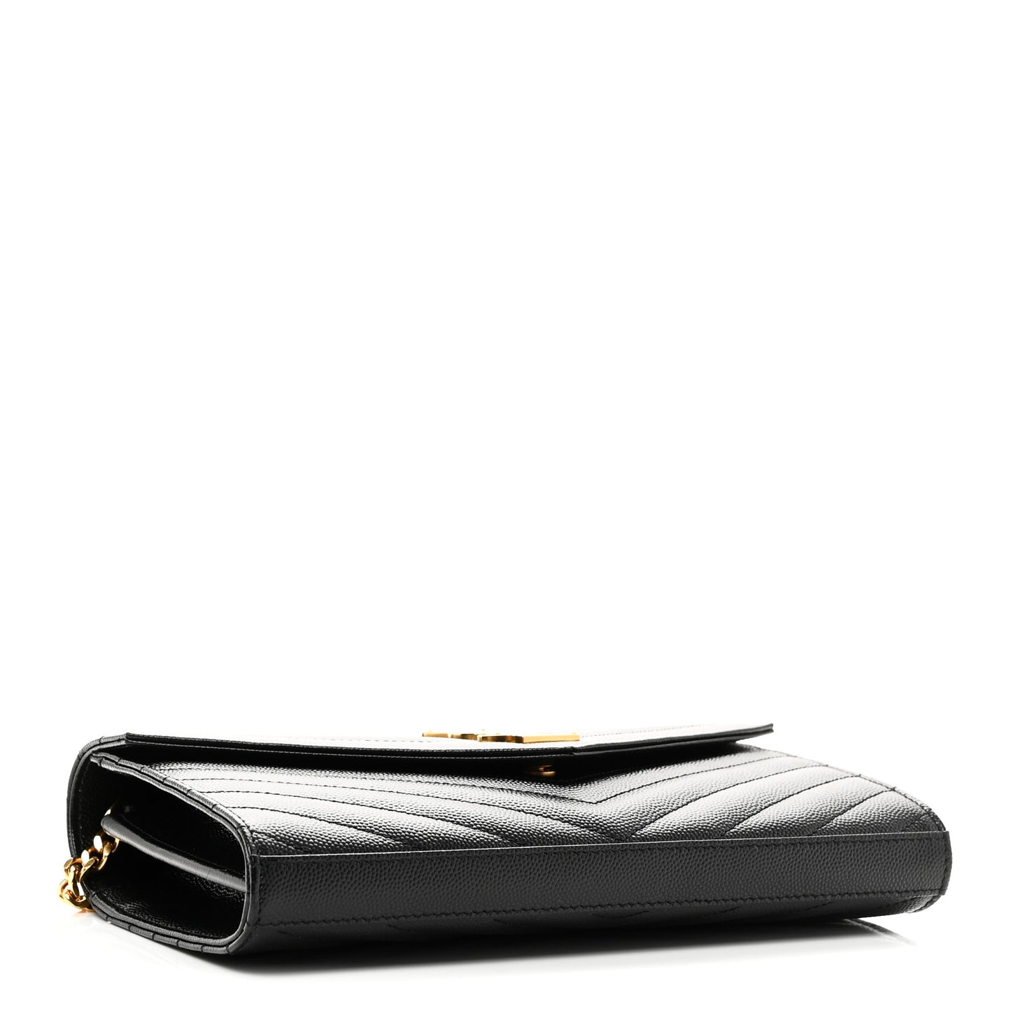 Grain De Poudre Matelasse Chevron Monogram Chain Wallet Black