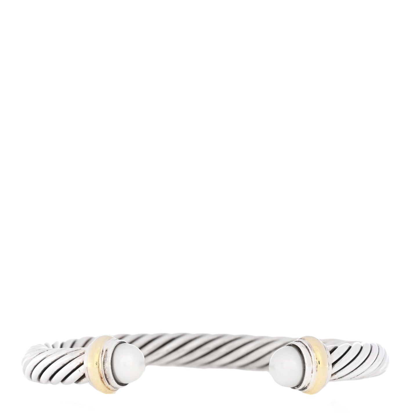 Sterling Silver 14K Yellow Gold Pearl 7mm Cable Classics Bracelet