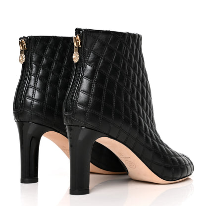 Chanel Lambskin Patent Quilted CC Cap Toe Booties 37 Black 4 of 8