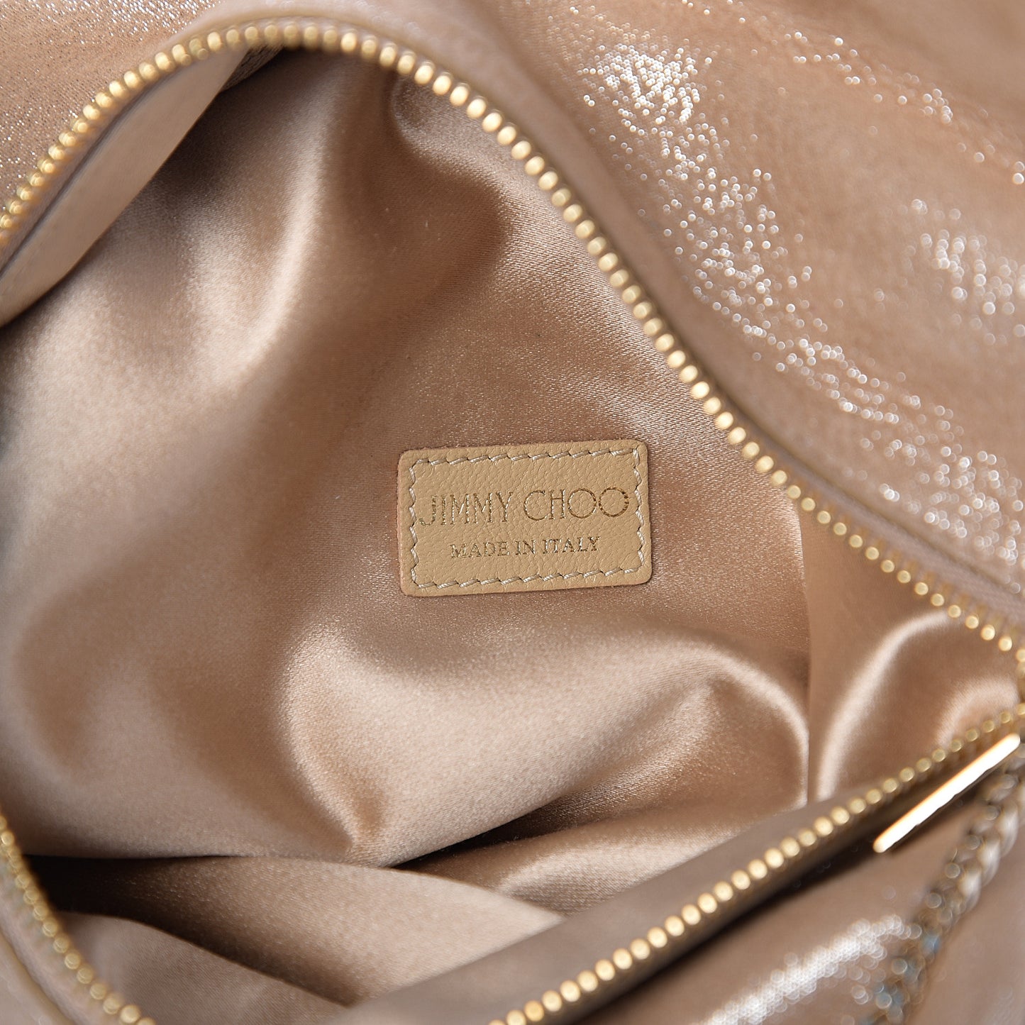 Shimmery Sheepskin Crystal Chandra Chain Clutch Powder Pink