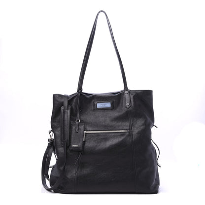 Prada Glace Calf Etiquette Shoulder Tote Black Astrale 1 of 11