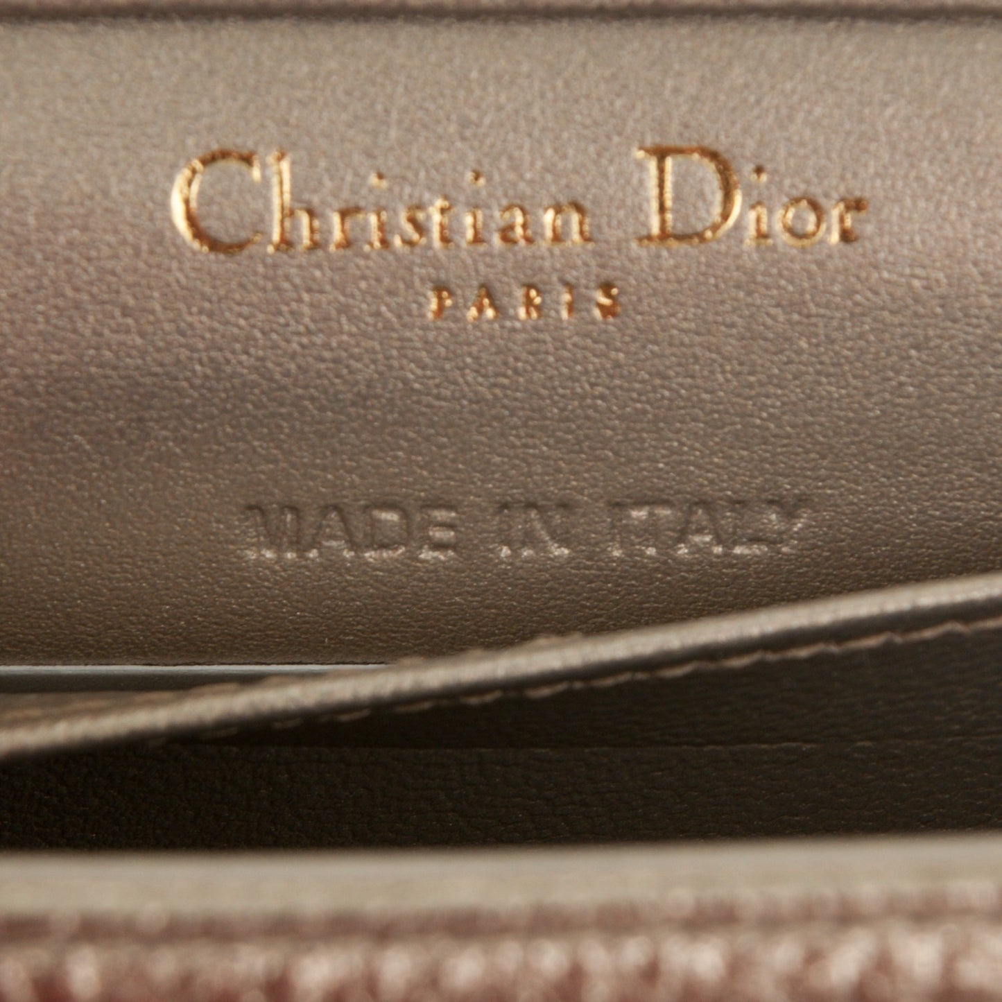 Metallic Grained Calfskin Baby Diorama Flap Bag Champagne