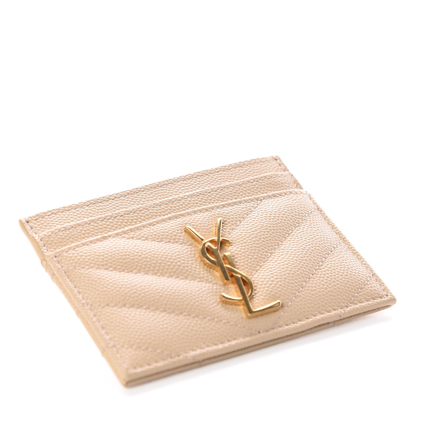 Grain De Poudre Matelasse Chevron Monogram Credit Card Case Nude Powder