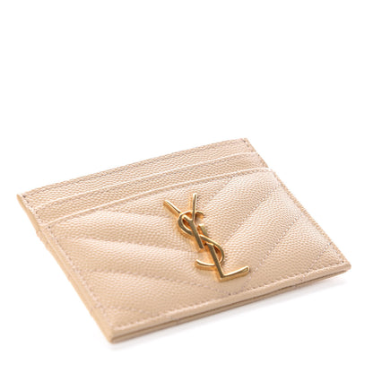 Saint Laurent Grain De Poudre Matelasse Chevron Monogram Credit Card Case Nude Powder 4 of 8