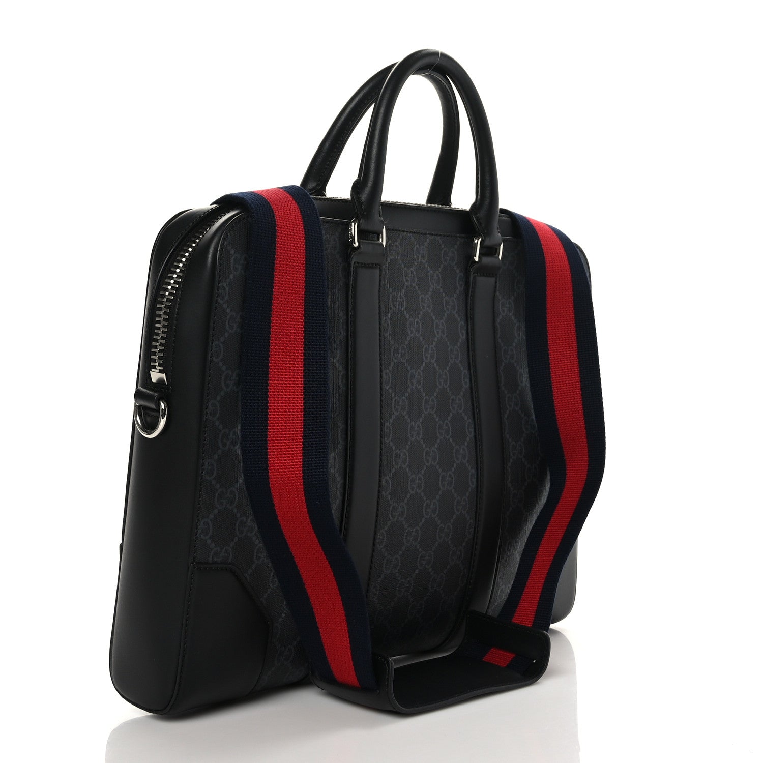 Gucci GG Supreme Monogram Appia Calfskin Web Briefcase Black 4 of 10