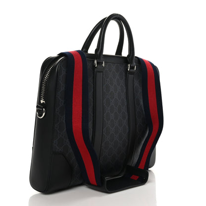 Gucci GG Supreme Monogram Appia Calfskin Web Briefcase Black 4 of 10