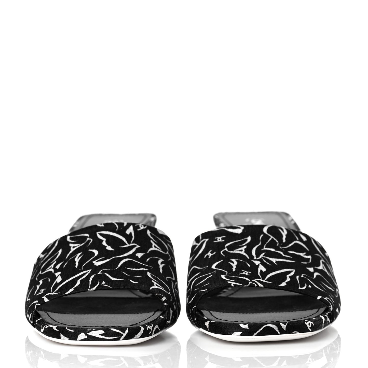 Printed Fabric Mules 39.5 Black White