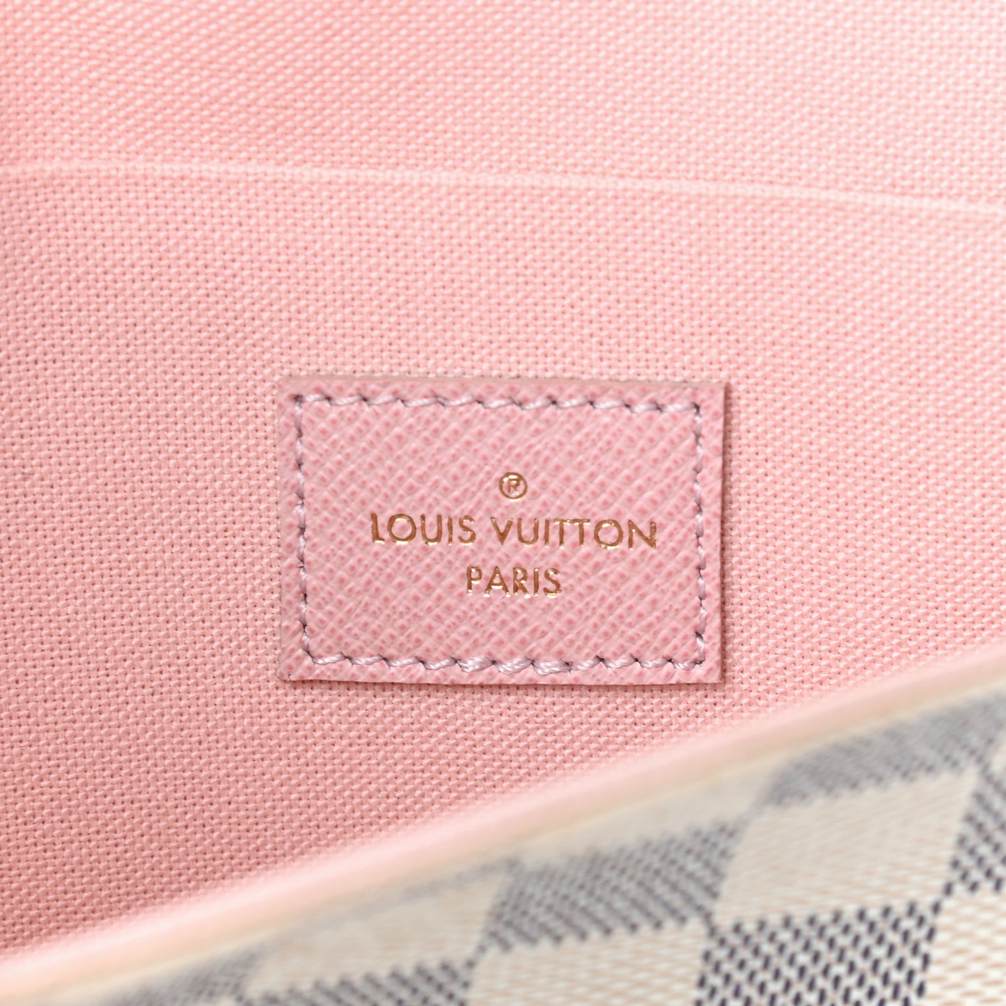 Damier Azur Pochette Felicie Chain Wallet Rose Ballerine