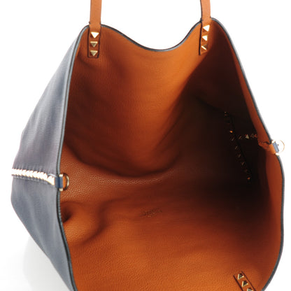 Valentino Garavani Pebbled Calfskin Medium Rockstud Reversible Tote Light Cuir Marine 8 of 9