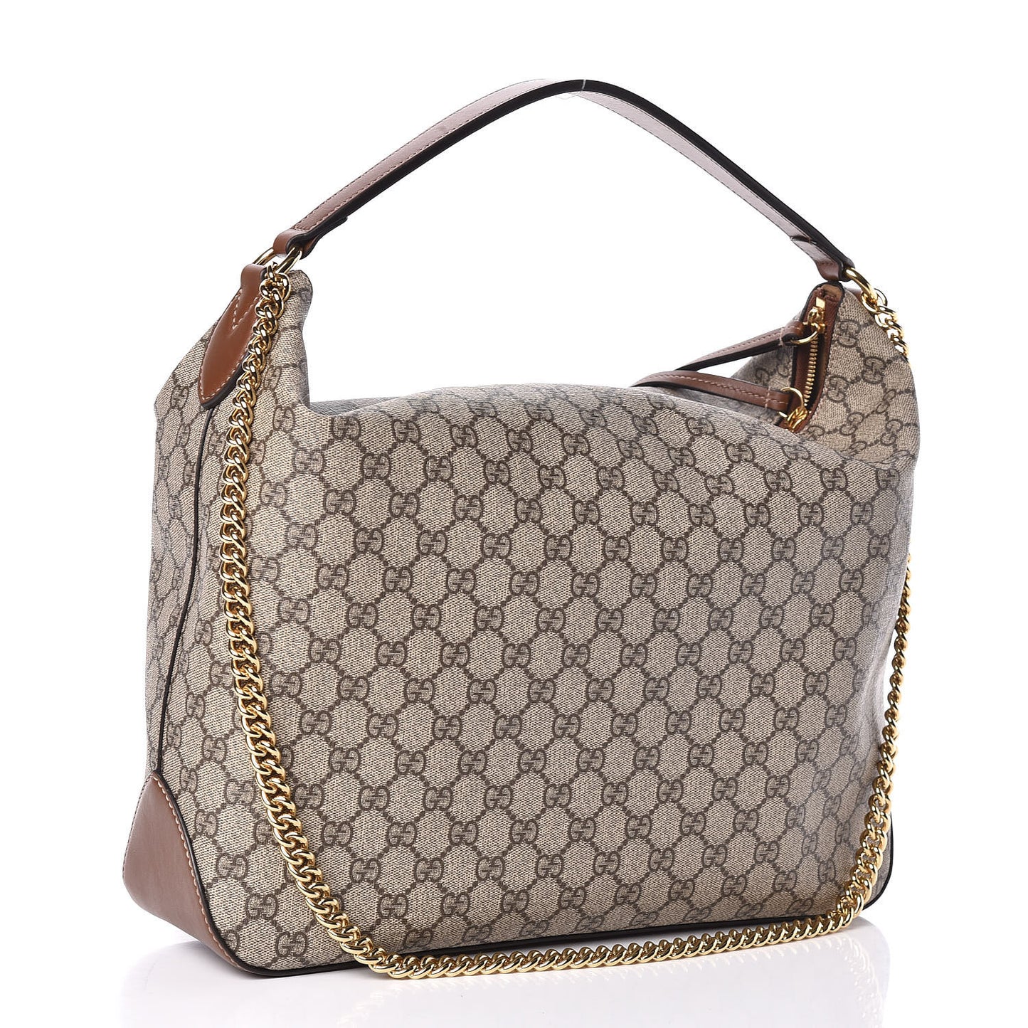 GG Supreme Monogram Large Linea A Hobo Light Brown
