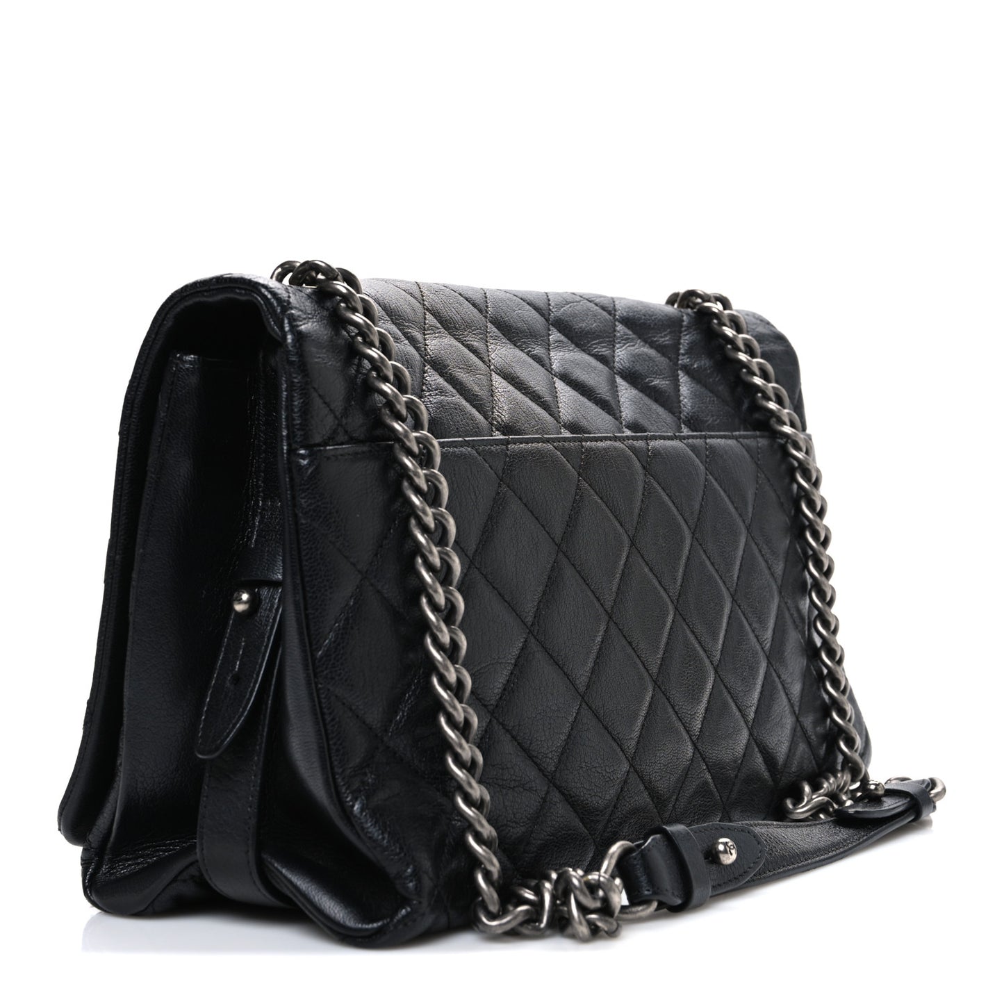 Metallic Goatskin Large City Rock Flap Black