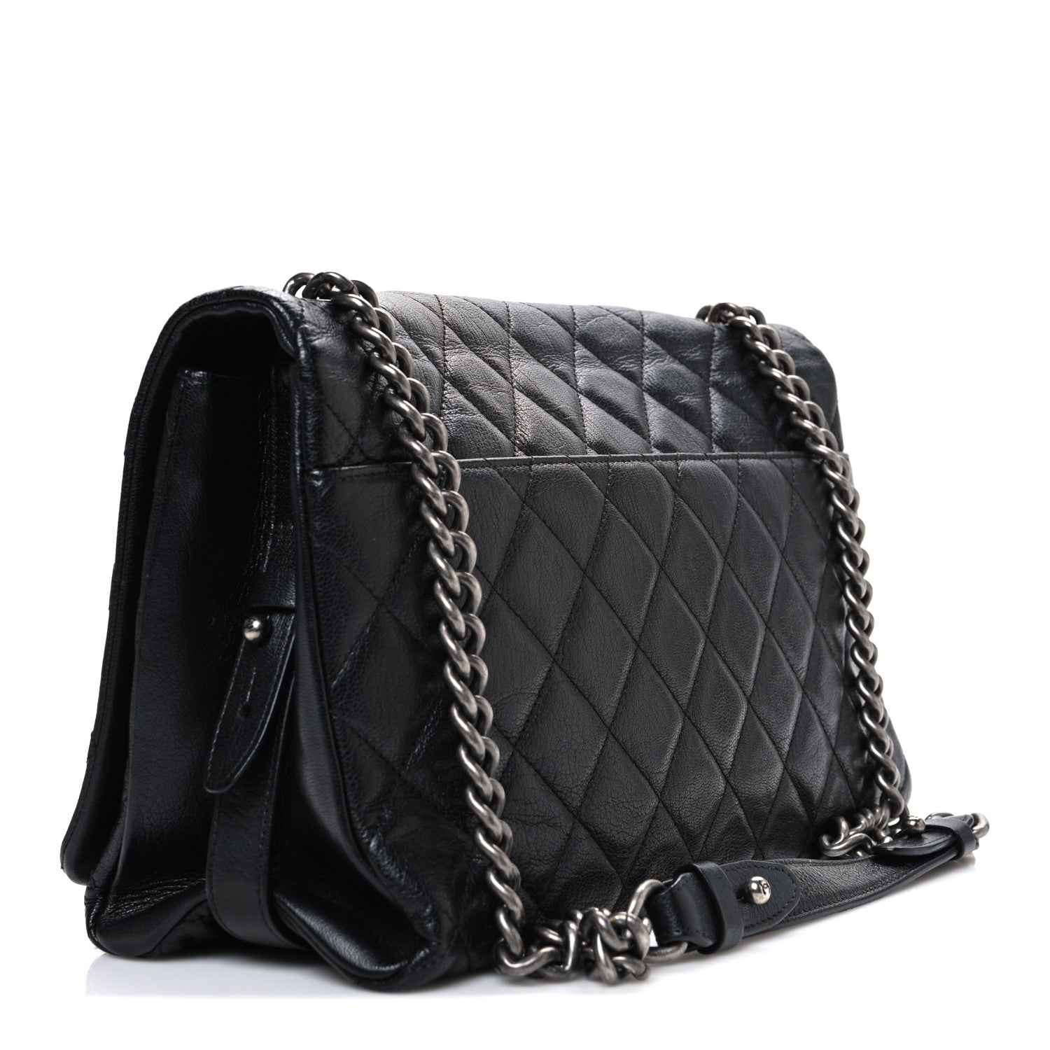 Chanel Metallic Goatskin Large City Rock Flap Black 3 of 10