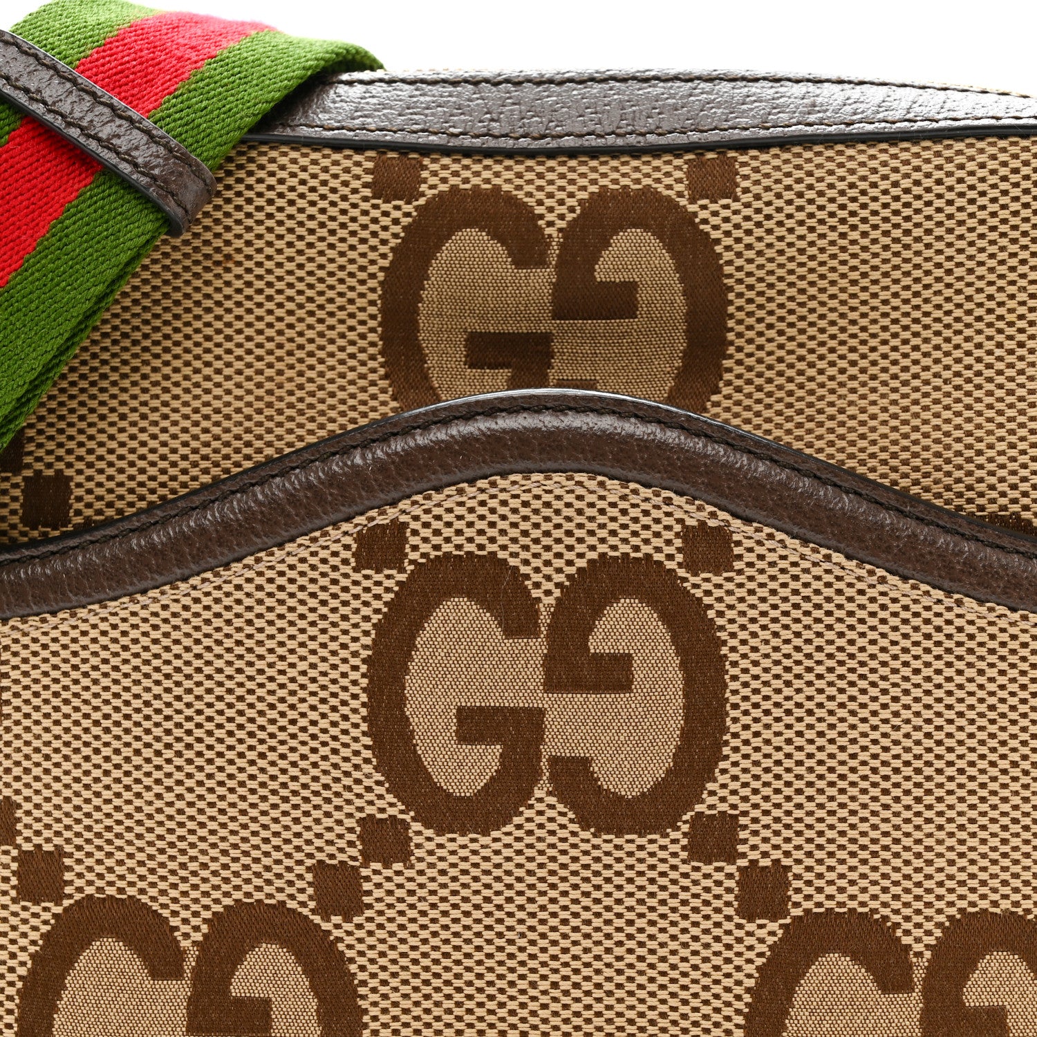 Gucci Monogram Jumbo GG Textured Dollar Calfskin Web Messenger
