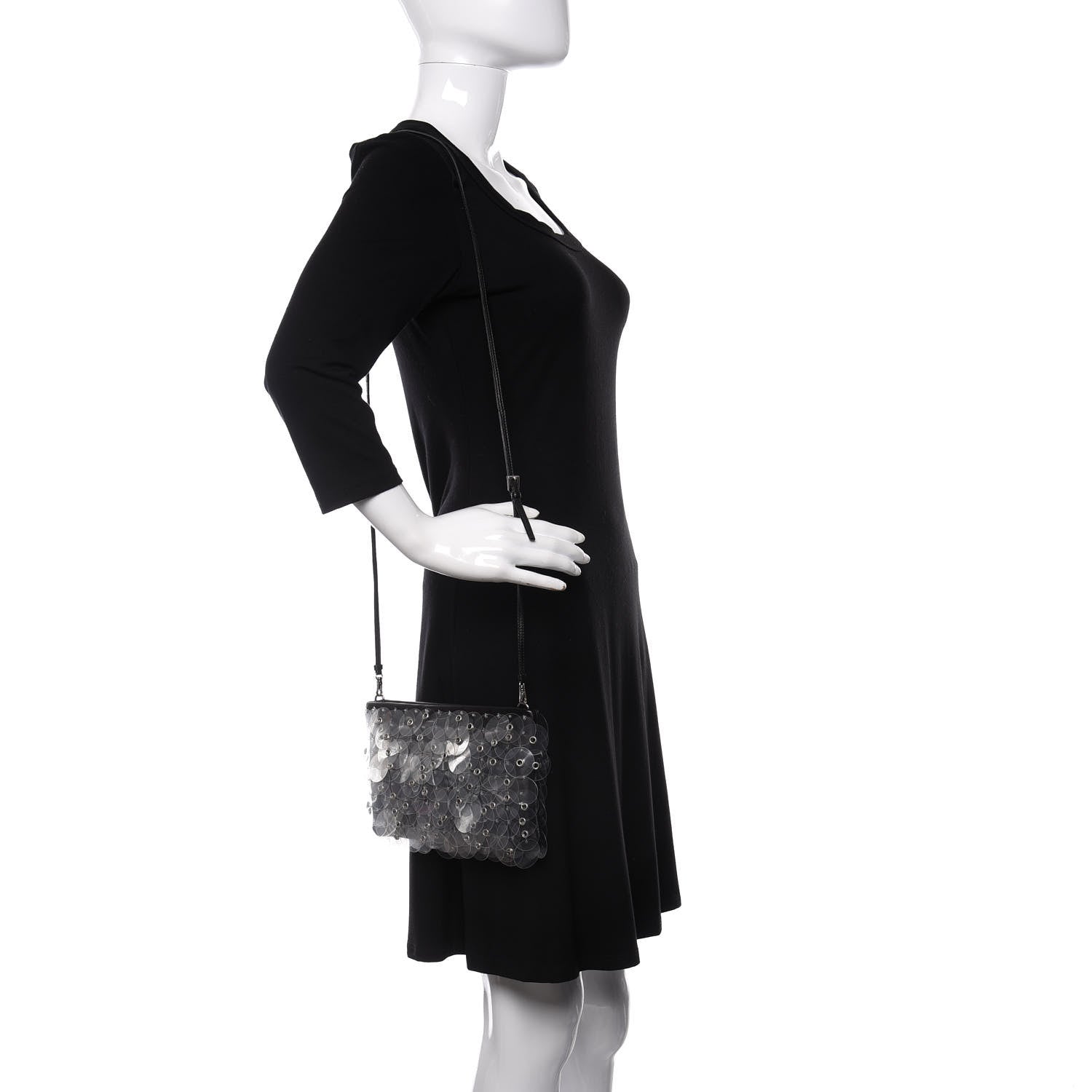 Prada Calfskin Chained Sequin Crossbody Black Transparent 2 of 10