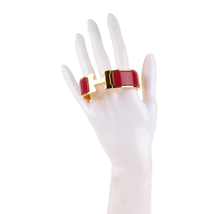Hermes Enamel Wide Clic Clac H Bracelet GM Rouge H 2 of 6