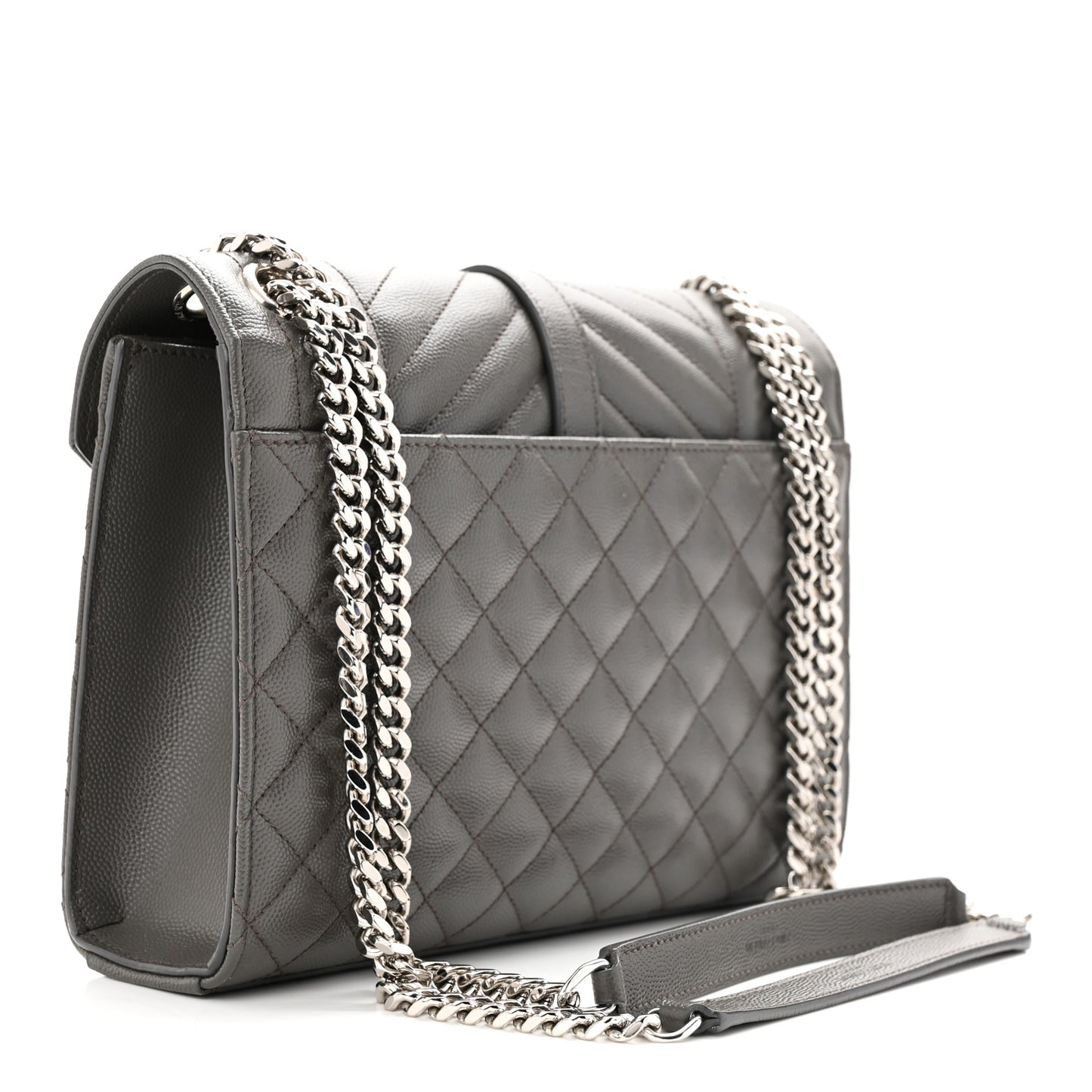 Grain De Poudre Textured Mixed Matelasse Medium Triquilt Monogram Satchel Earth