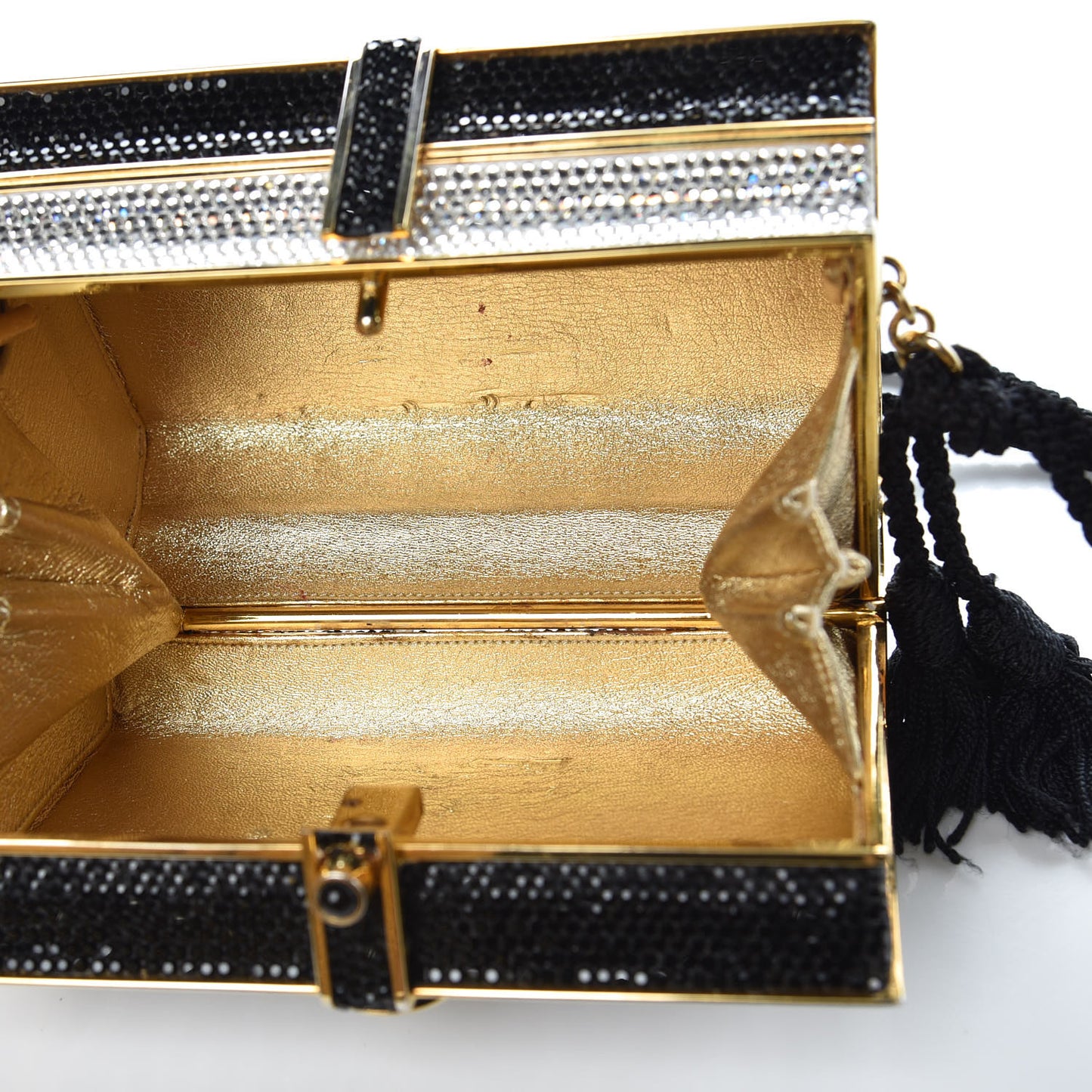 Swarovski Crystal Zebra Miniaudiere Clutch Black Silver
