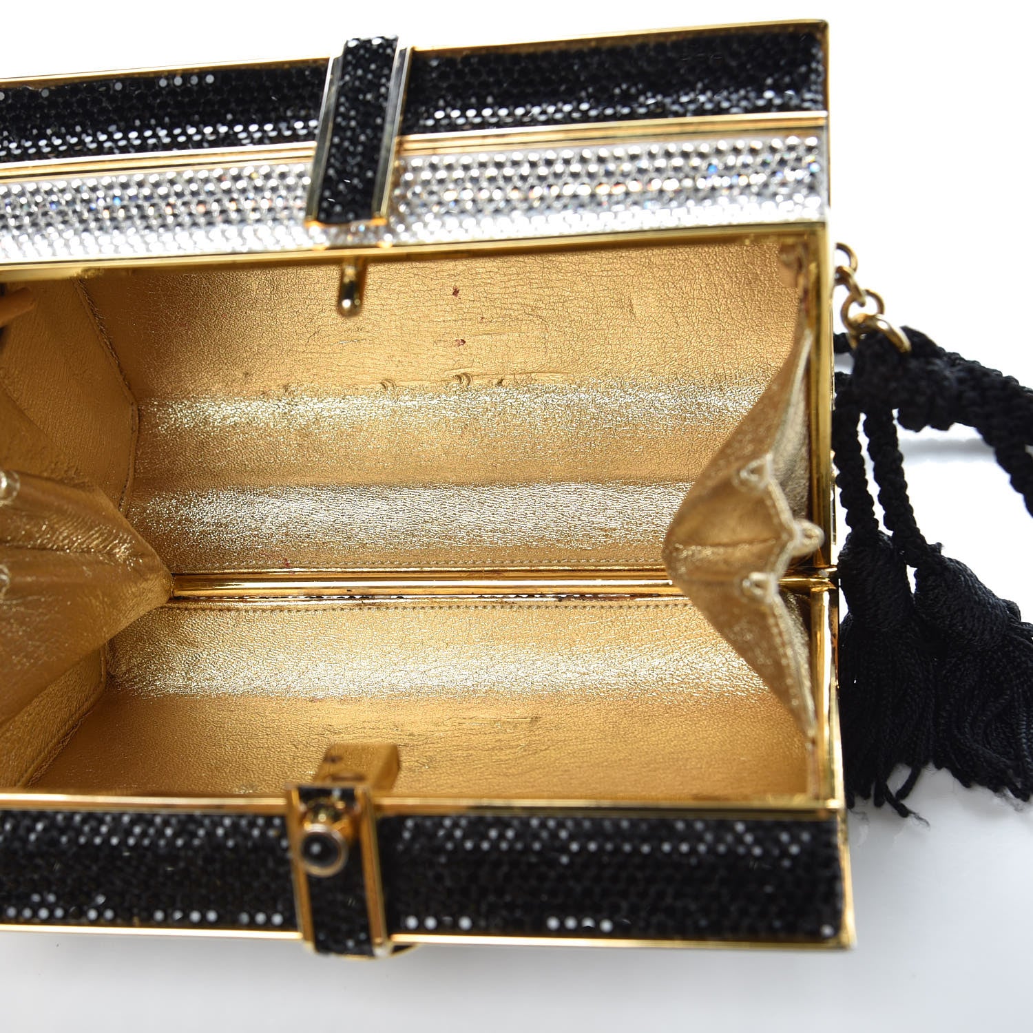 Judith Leiber Swarovski Crystal Zebra Miniaudiere Clutch Black Silver 5 of 17
