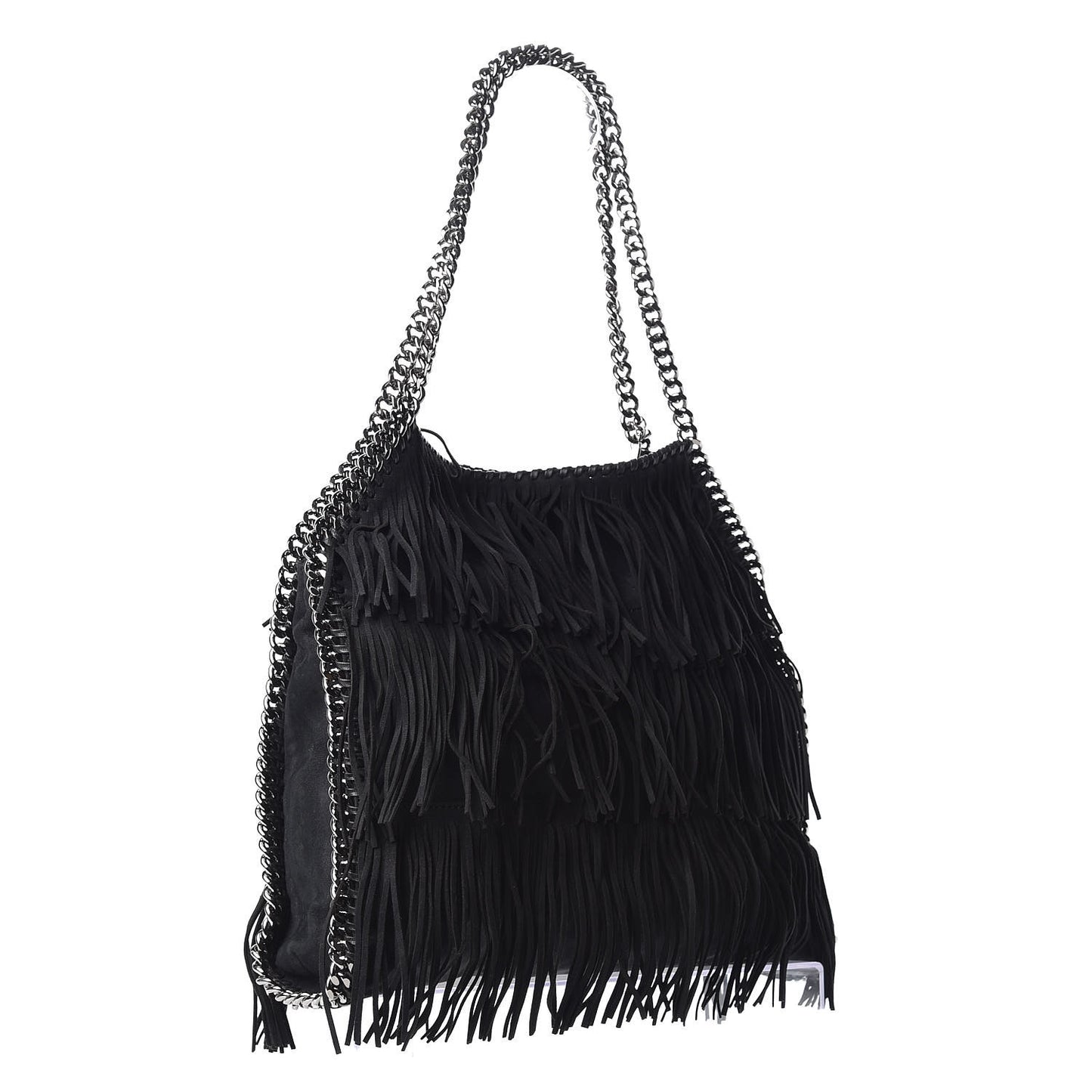 Eco Suede Fringe Falabella Tote Black