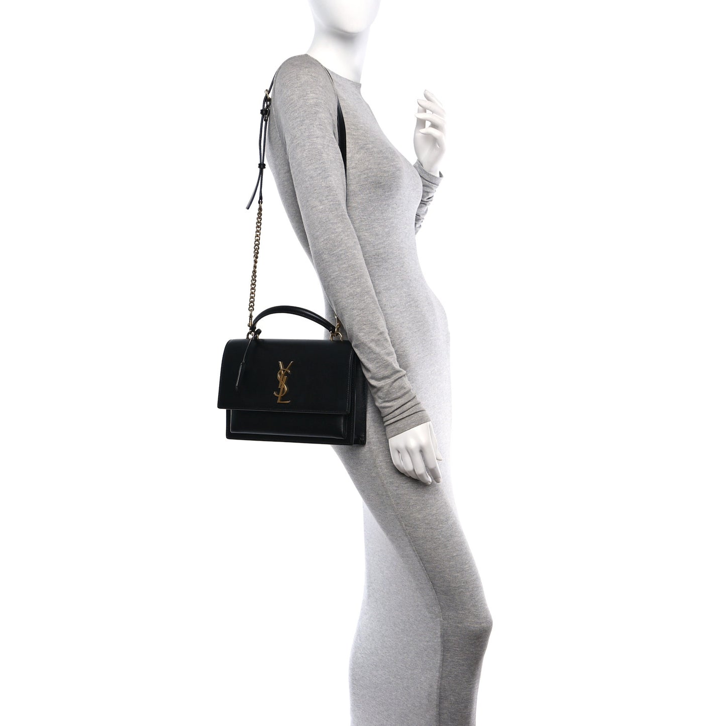 Smooth Calfskin Medium Monogram Sunset Satchel Black