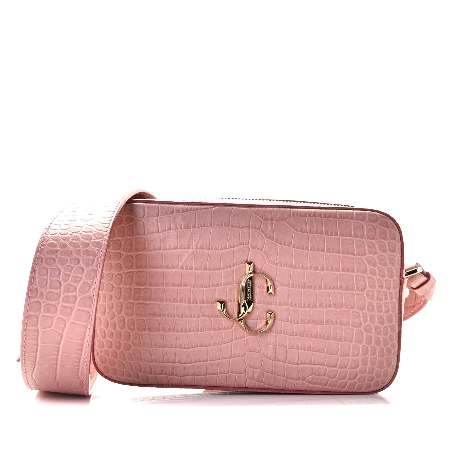 Jimmy Choo Calfskin Crocodile Embossed Varenne Camera Bag Blush 1 of 10