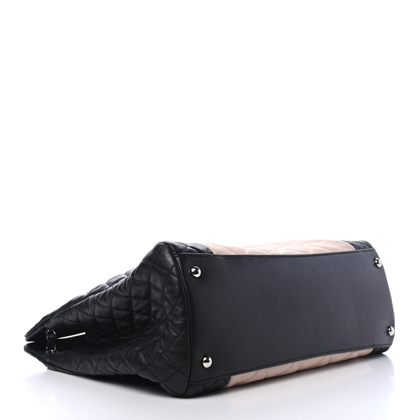 Lambskin Quilted CC Shopping Tote Black Rose Clair