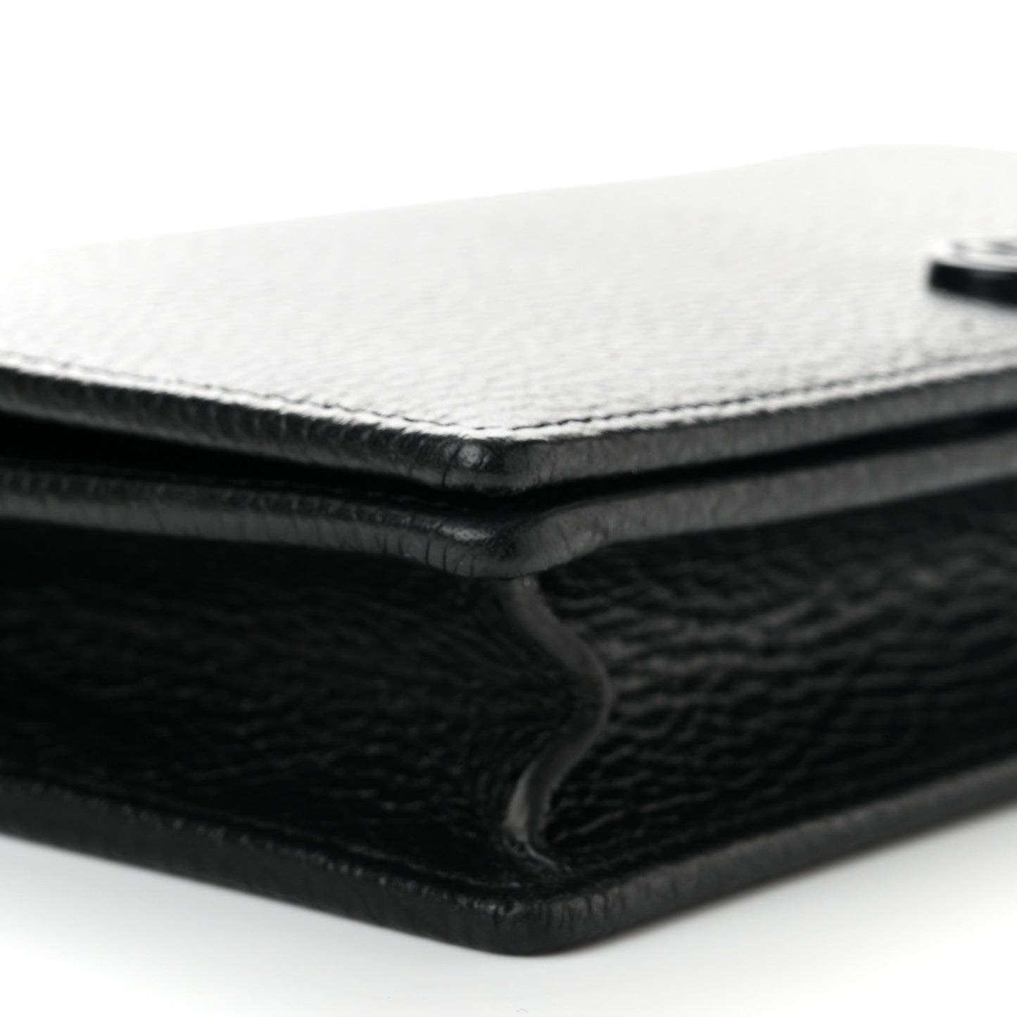 Dollar Calfskin Enamel Monochrome Mini GG Marmont Chain Wallet Black