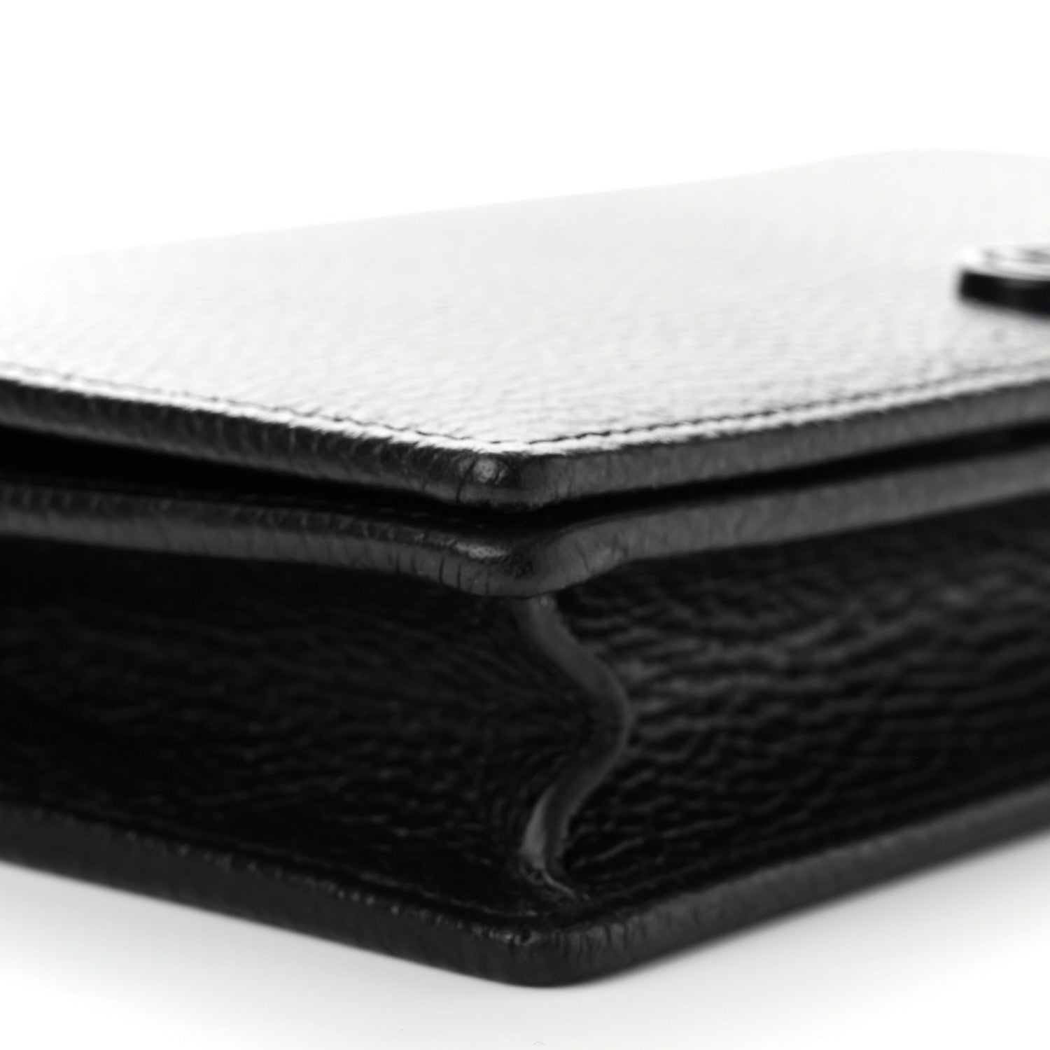 Gucci Dollar Calfskin Enamel Monochrome Mini GG Marmont Chain Wallet Black 8 of 10