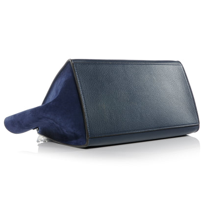 Celine Drummed Leather and Suede Small Trapeze Navy 4 of 8