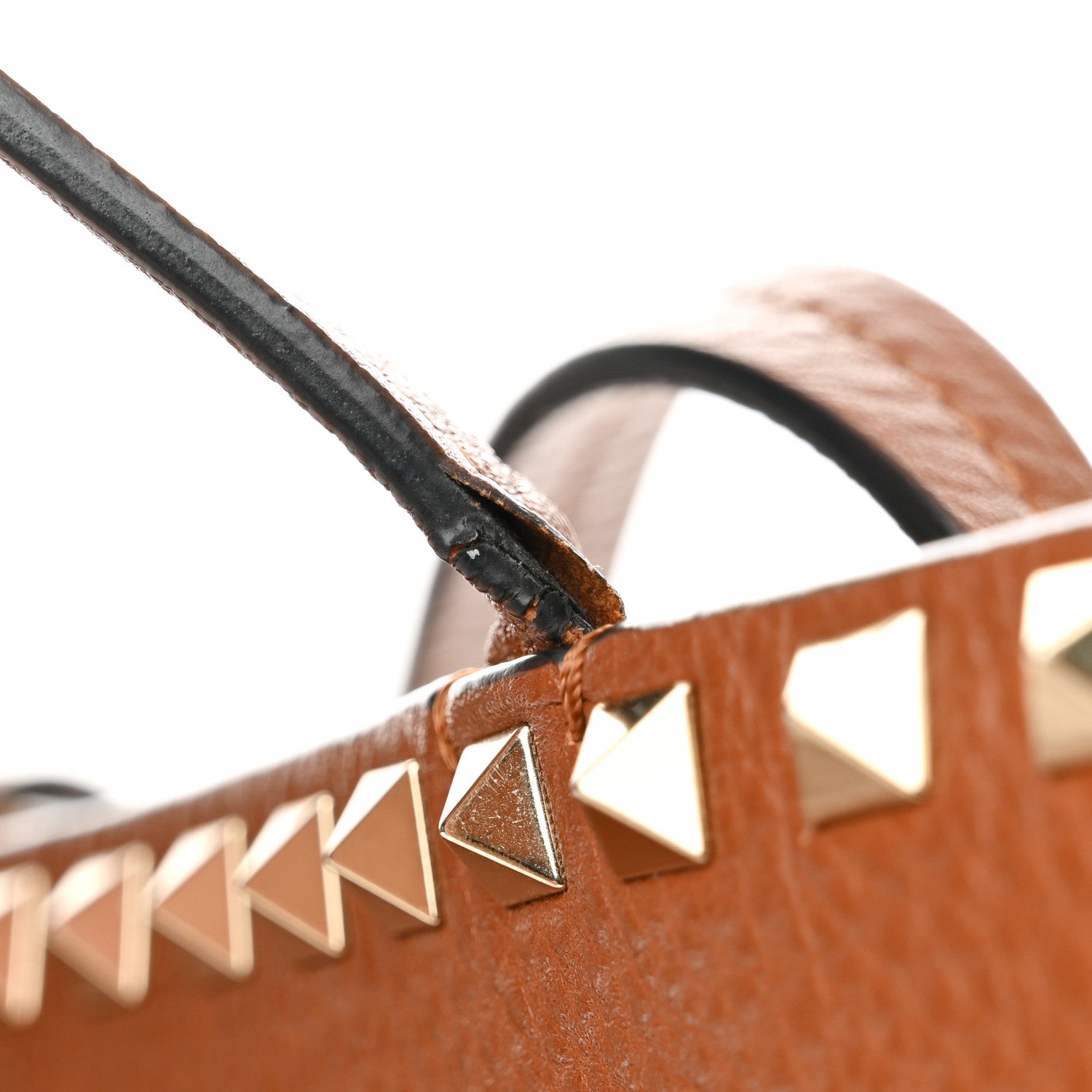 Valentino Garavani Grained Calfskin Rockstud Shoulder Tote Bright Cognac 14 of 18